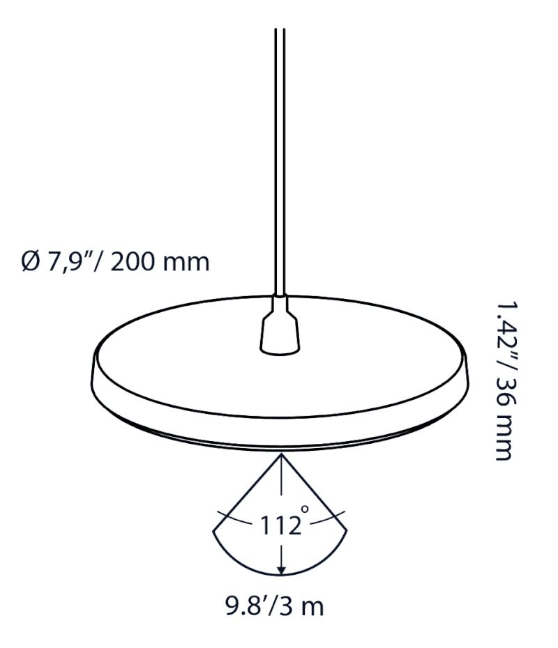 DISC PENDANT 100-230V Black with dimmer driver